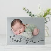 ハート男の赤ちゃん写真誕生のお知らせ サンキューカード (スタンド正面)