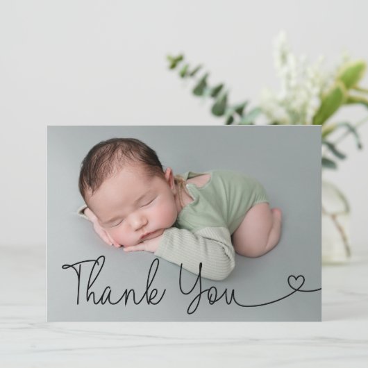 ハート男の赤ちゃん写真誕生のお知らせ サンキューカード (スタンド正面)