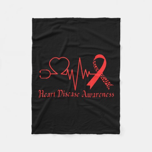 ハート病認識度が2月の健康で赤くなる フリースブランケット (正面)