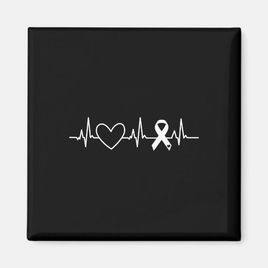 ハート病認識度月リボンゴー赤いハート マグネット (正面)