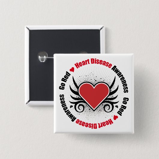 ハート病 缶バッジ (正面&裏面)