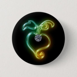 ハート白熱［赤熱］光を放つとダイヤモンド 缶バッジ