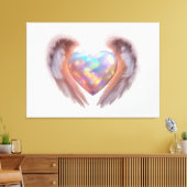 *~*ハート白熱［赤熱］光を放つエンジェルウィングスAP78オパール キャンバスプリント (インサイチュ (リビング))