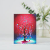 ハート白熱［赤熱］光を放つツリー ポストカード (スタンド正面)