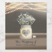 ハート白熱［赤熱］光を放つメイスンジャー&ベビーのブレスワインラベル ワインラベル (シングルラベル)