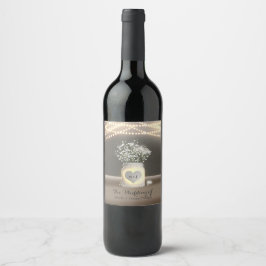 ハート白熱［赤熱］光を放つメイスンジャー&ベビーのブレスワインラベル ワインラベル