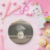 ハート白熱［赤熱］光を放つメイスンジャー&ベビー結婚ズ・ブレス ペーパープレート (パーティー)