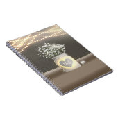 ハート白熱［赤熱］光を放つメイソン・ジャー・アンド・ベビーの息素朴 ノートブック (右側)