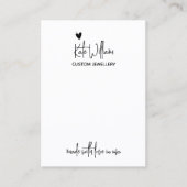 ハート白黒ジュエリーイヤリング表示カード 名刺 (正面)