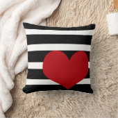 ハート白黒枕ストライプ |かわいい！ クッション (ブランケット)