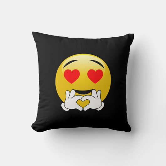 ハート目及び手のEmoji愛 クッション (正面)