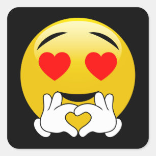 ハート目及び手のEmoji愛 スクエアシール