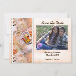 ハート真珠、オレンジバラ、蝶の日救付 セーブザデート