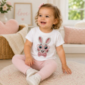 ハート眼鏡のかわいいウサギ ベビーTシャツ
