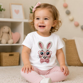 ハート眼鏡のかわいいウサギ ベビーTシャツ