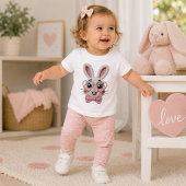 ハート眼鏡のかわいいウサギ ベビーTシャツ