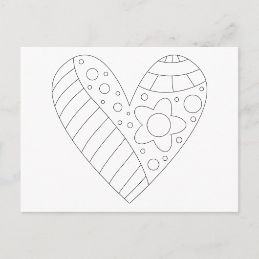 ハート着色デザイン ポストカード (正面)