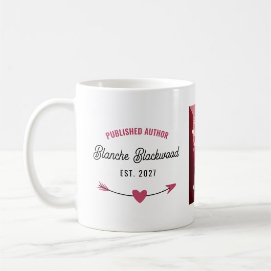ハート矢印がブックカバーと作家を公開 コーヒーマグカップ (左)