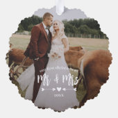 ハート矢印初めてのクリスマスミセス・フォト オーナメントカード (裏面)