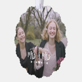 ハート矢印初めてのクリスマスミセス・ミセス・フォト オーナメントカード (左)