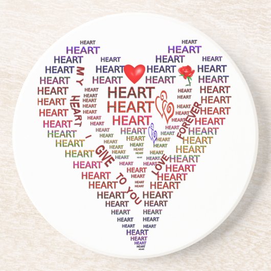 ハート砂岩ドリンクコースターの言葉 コースター (正面)