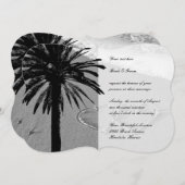 ハート砂熱帯ビーチ結婚式招待状 招待状 (正面/裏面)