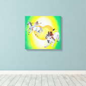 ハート神は一角獣に乗って女神ライオネスに乗る キャンバスプリント (インサイチュ (ウッドフロア))