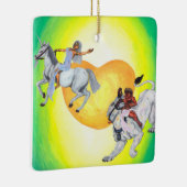 ハート神は一角獣に乗って女神ライオネスに乗る セラミックオーナメント (右)