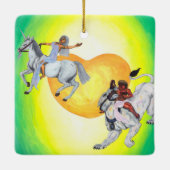 ハート神は一角獣に乗って女神ライオネスに乗る セラミックオーナメント (裏面)