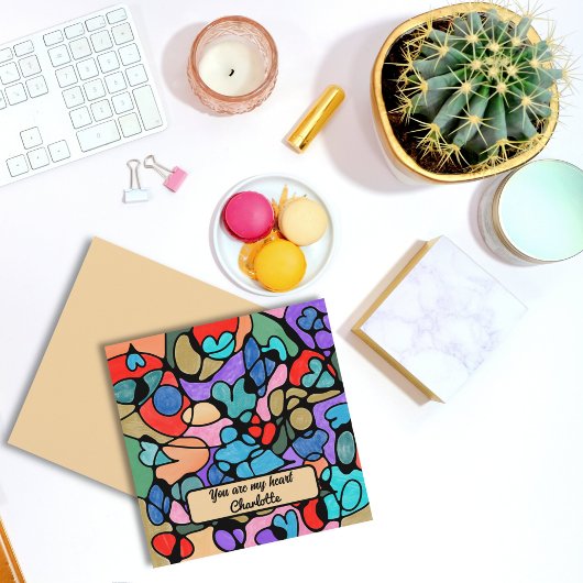 ハート神経画像デジタル水彩画 カード