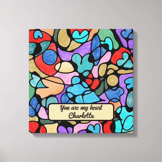 ハート神経画像デジタル水彩画 キャンバスプリント (正面)