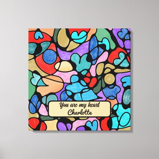 ハート神経画像デジタル水彩画 キャンバスプリント (正面)