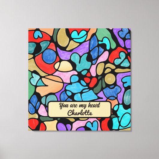 ハート神経画像デジタル水彩画 キャンバスプリント (正面)