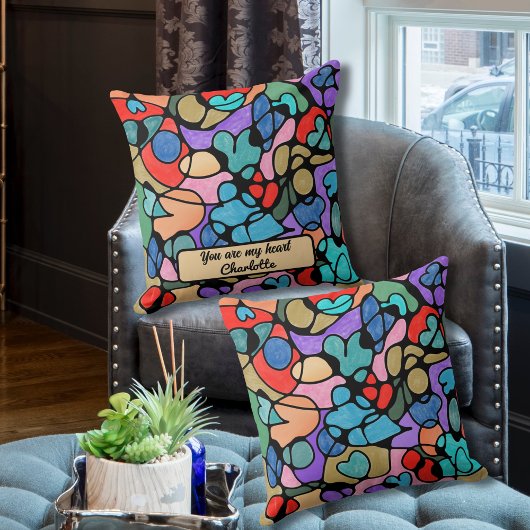 ハート神経画像デジタル水彩画 クッション