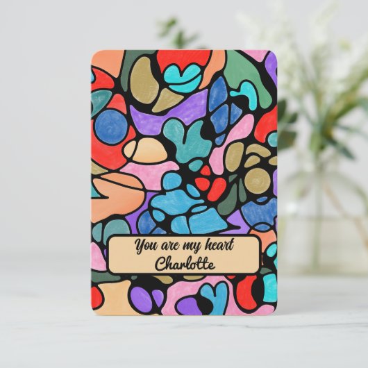 ハート神経画像デジタル水彩画 サンキューカード (スタンド正面)