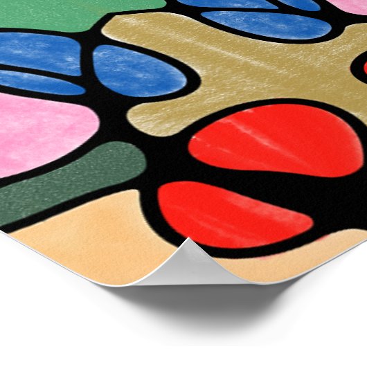 ハート神経画像デジタル水彩画 ポスター (角)