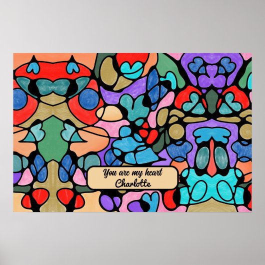 ハート神経画像デジタル水彩画 ポスター (正面)