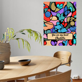 ハート神経画像デジタル水彩画 ポスター