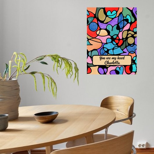 ハート神経画像デジタル水彩画 ポスター