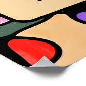 ハート神経画像デジタル水彩画 ポスター (角)