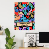 ハート神経画像デジタル水彩画 ポスター (ホームオフィス)