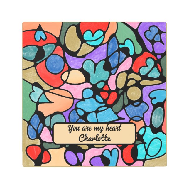 ハート神経画像デジタル水彩画 メタルプリント (正面)