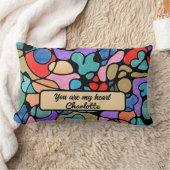 ハート神経画像デジタル水彩画 ランバークッション (ブランケット)