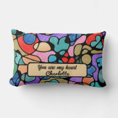 ハート神経画像デジタル水彩画 ランバークッション (正面)