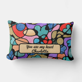 ハート神経画像デジタル水彩画 ランバークッション