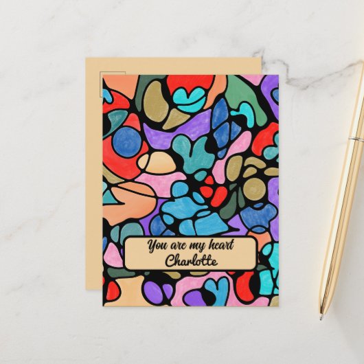 ハート神経画像デジタル水彩画 案内ポストカード (正面/裏面インサイチュ)