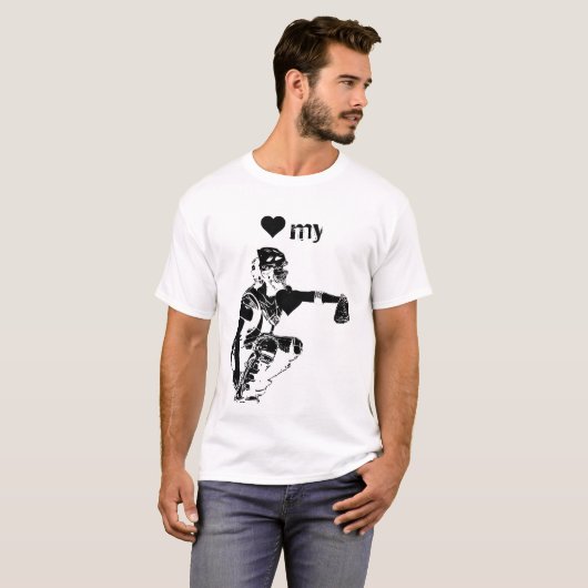 ハート私のキャッチャーのティー Tシャツ (正面フル)