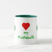 ハート私のPickleballs - マグカップ (中央)