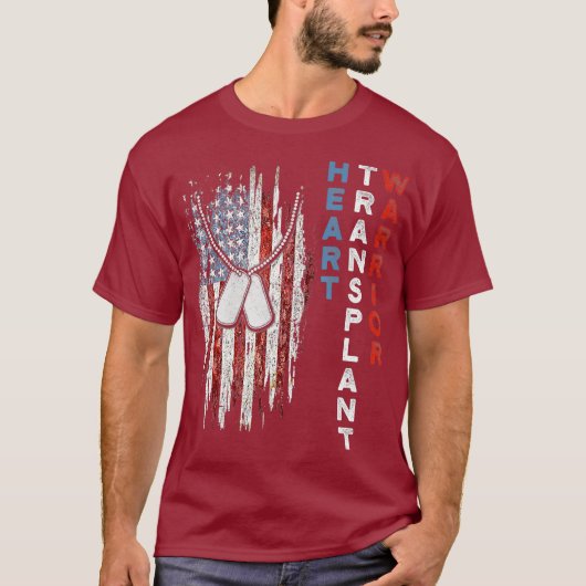 ハート移植者ハートフラグ米国手術 Tシャツ (正面)