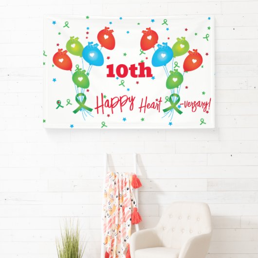 ハート移植記念日のカスタマイズ可能パーティー 横断幕 (インサイチュ)